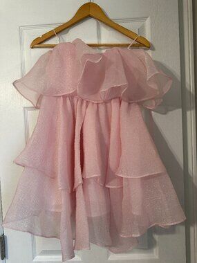 KLESIS Pink Tiered Strapless Mini Dress